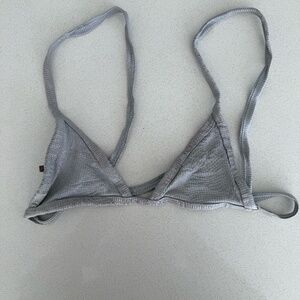 Grey Minimale Animale Ribbed Micro Bikini Top
